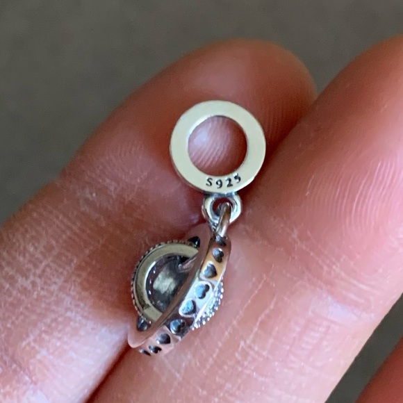 NWOT Intertwined Circles Dangle Charm, Pave Circle Hearts Sterling Silver 925 - Picture 6 of 10